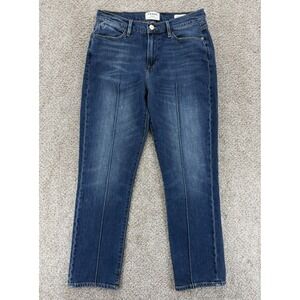 Frame Le High Straight Leg Jeans Women's 29 Blue Pintucked Boylston Wash Stretch